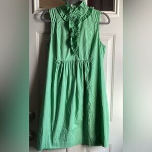 ABS Allen Schwartz Green Sleeveless Cotton Dress With A Ruffled Neckline Size12